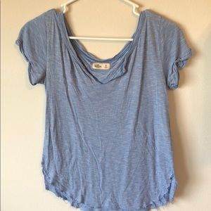 Hollister blue/white striped v-neck T-shirt